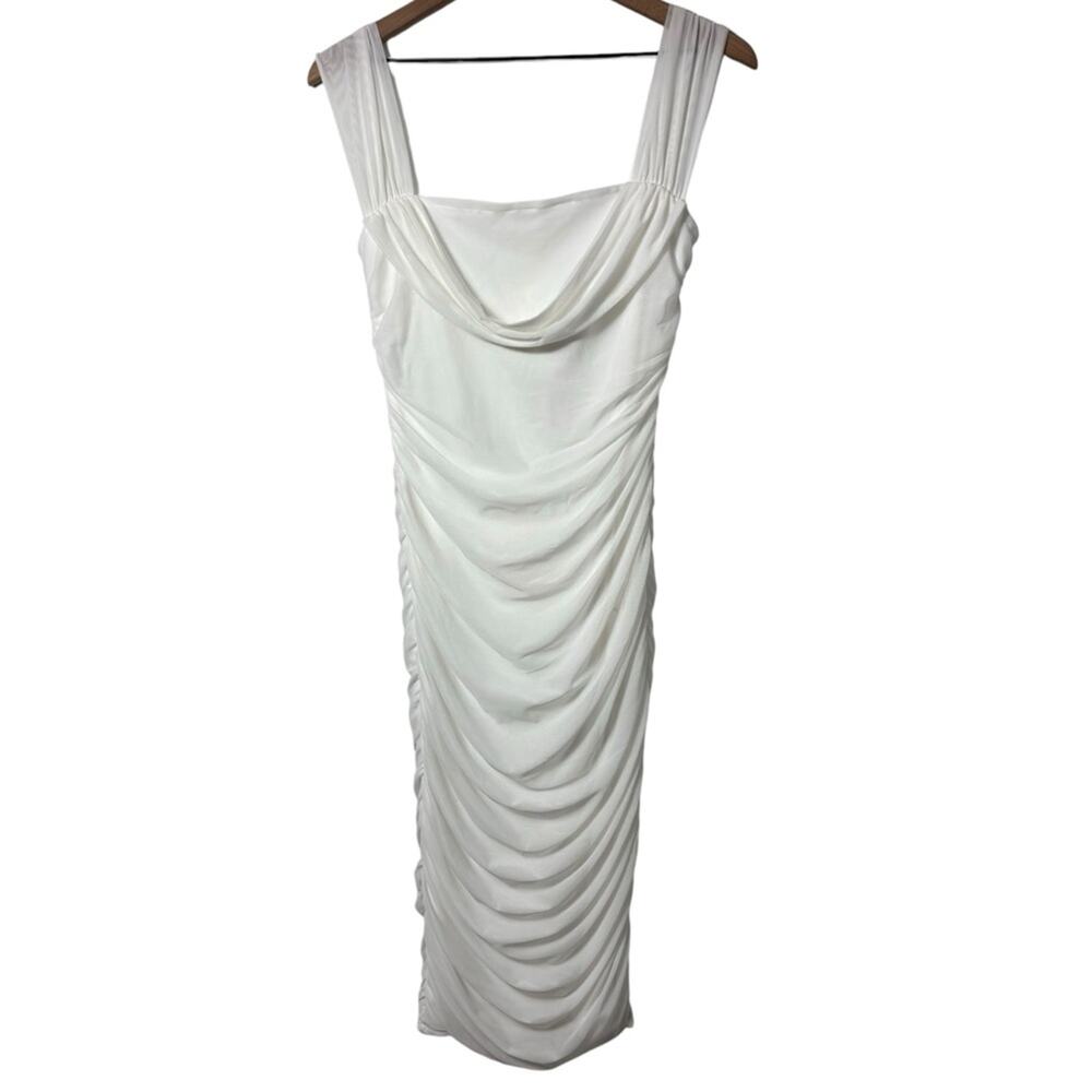 GLAMAKER WHITE WOMEN STRETCHY ZIP UP DRESS SIZE MEDIUM BRAND NEW WITH TAGS
